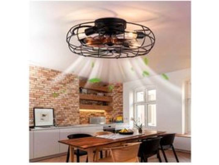 Ventilateur de plafond 48 cm avec lumière télécommande moteur DC silencieux 6 vitesses réversible noir