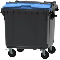 Müllcontainer fahrbarer Container 1100 L grau, blau mit SPLIT LID, hergestellt aus hochwertigem Kunststoff HDPE