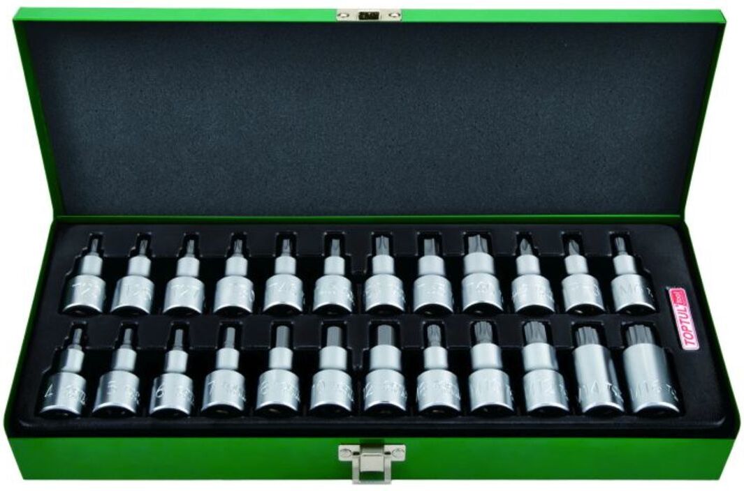 Toptul Set di bussole esagonali, PH, SPLINE e TORX 1/2 pollici 24 Pezzo
