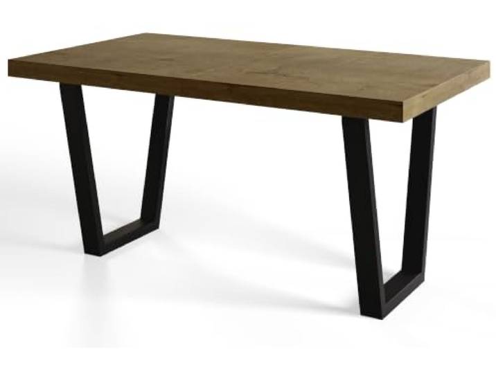 AlpiMeble Rechteckiger Esstisch, Stabile Metallbeine, 160x90 cm, Lefkas Moderner Wohnzimmertisch, Küchentisch und Esszimmertisch, Tisch mit stabile Konstruktion, Kollektion Loft Trapez