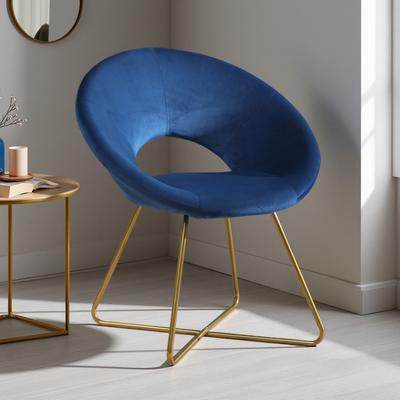 ZWYO HOSIMU Silky Velvet Curved Accent Chair with Gold-Tone Metal Base, Floor Protectors & Comfortable Seating
