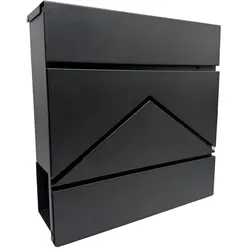 Relaxdays Metall Briefkasten mit Zeitungsfach Schwarz