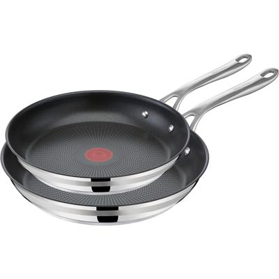 Pfannen-Set TEFAL "Jamie Oliver Cook Smart", schwarz (edelstahl, schwarz), Ø:28cm, Pfannen, Antihaftversiegelung, Induktion, Thermo-Signal, spülmaschinenfest
