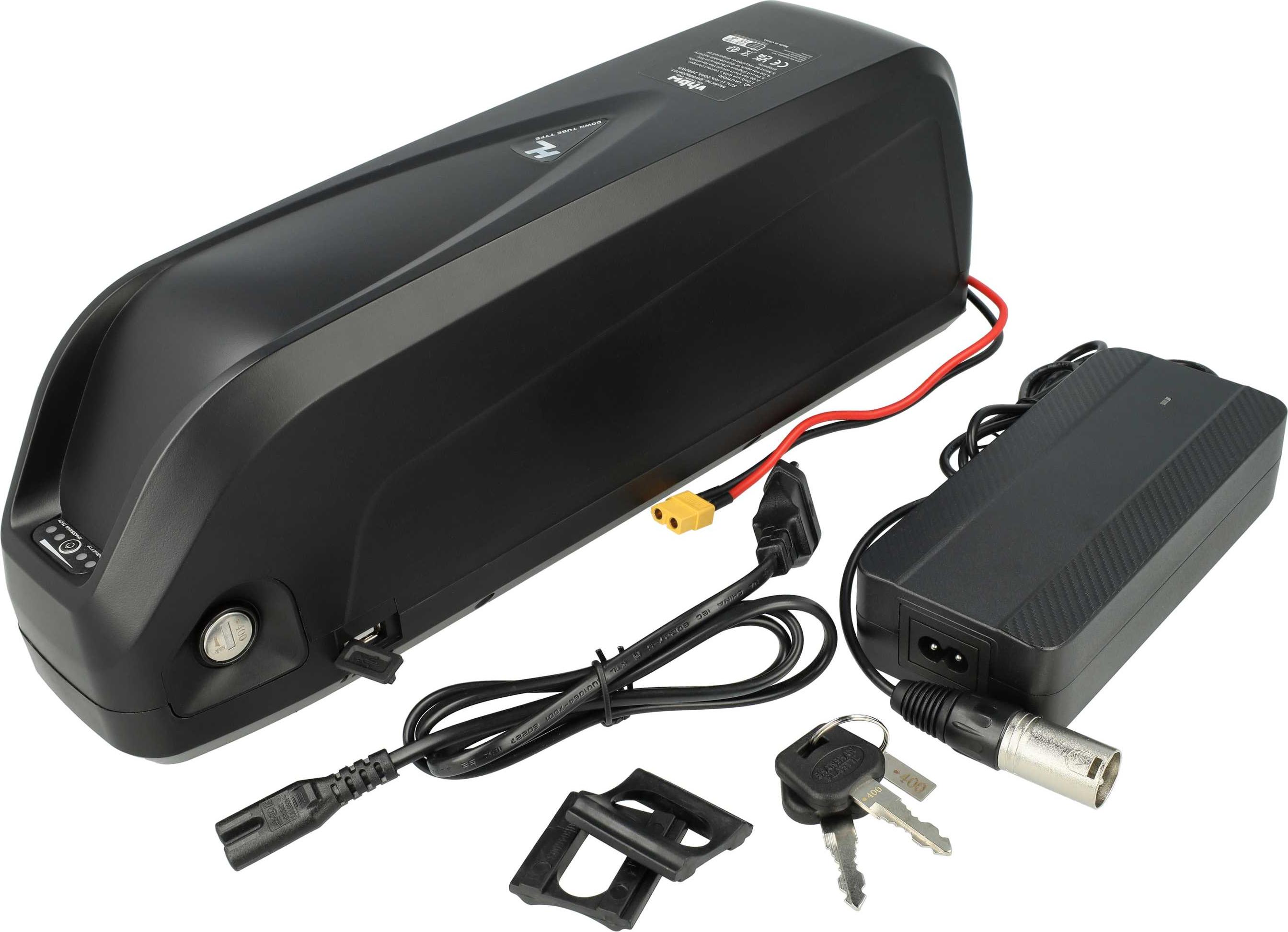 vhbw Akku kompatibel mit Bafang BBSHD Motor für E-Bike mit 250 W - 1000 W Motoren (20 Ah, 52 V, Li-Ion, inkl. Ladegerät) - Schwarz