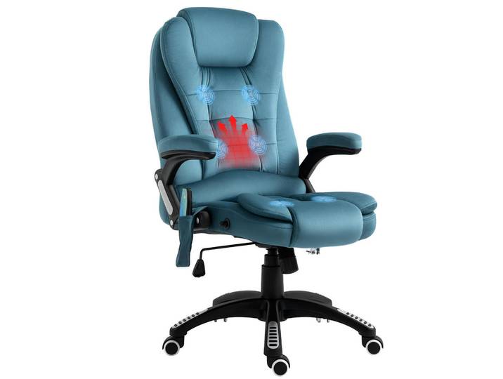 Vinsetto Massagesessel Chefsessel Gamingstuhl Drehstuhl Massagebürostuhl Blau, Kunststoff, Füllung: Schaumstoff,Schaumstoff, 74x116x67 cm, Büromöbel, Bürostühle, Drehstuhl