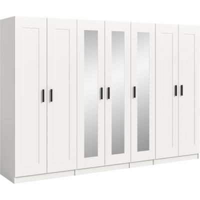 Kleiderschrank HOME AFFAIRE "Farmsen, Schlafzimmerschrank, Garderobe, Schrank", weiß, B:280cm H:195cm T:56cm, FSC-zertifizierter Holzwerkstoff, Schränke, Kleiderschrank, Set best. aus: 3 Kleiderschränken, individuell platzierbar