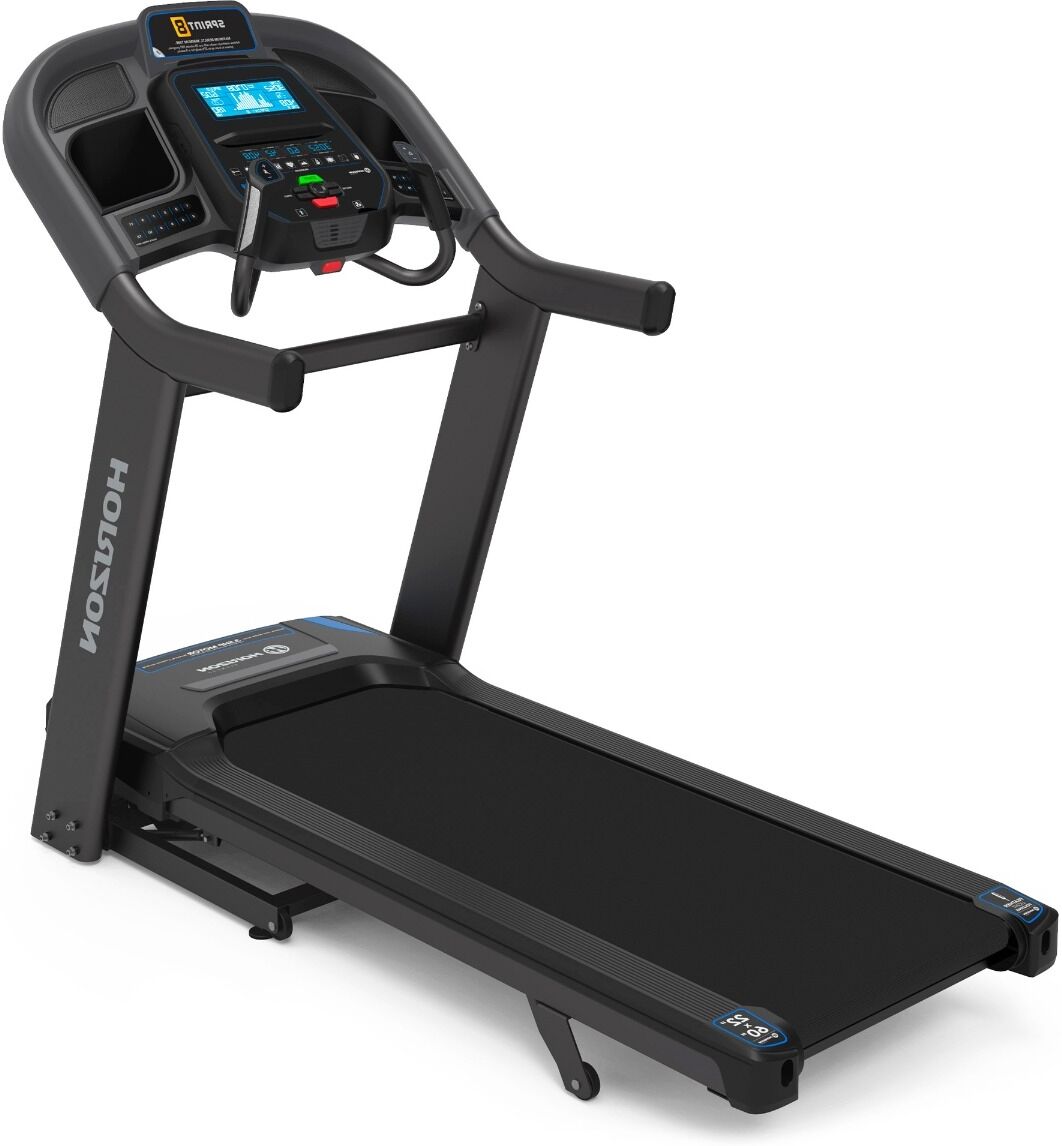 Fita de correr plegable Horizon Fitness 7.4at: controles velocidade e inclinação QuickDial, transmissão de frequência cardíaca e Bluetooth