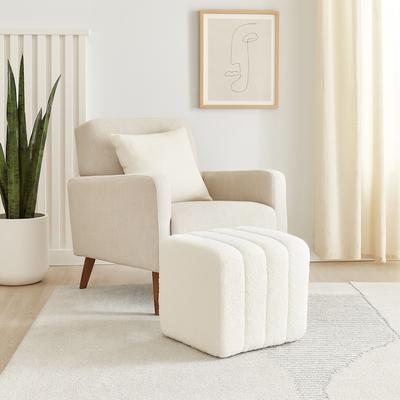 Sagebrook Home Modern Ottoman with Channel-Tufted Design - Upholstered Accent Cube