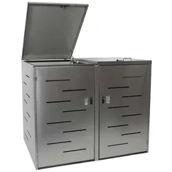 Proregal XL 2er-/4er-Mülltonnenverkleidung | HxBxT 116x141x98cm | erweiterbar| Edelstahl 50kg | Mülltonnenbox
