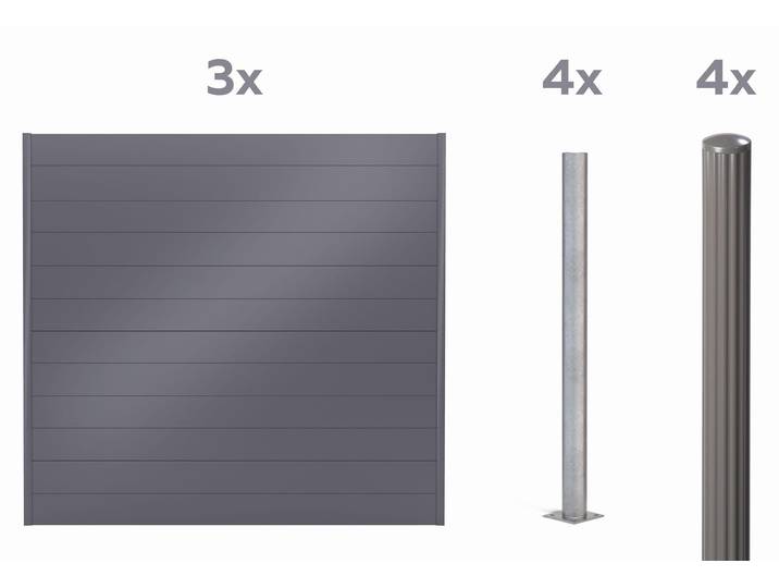 Alberts Sichtschutz Palitio als Set,umbragrau7022, zum Aufschrauben, Länge 6,00m, Profilhöhe 150mm