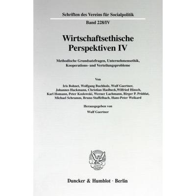 Wirtschaftsethische Perspektiven IV., Taschenbuch von , Duncker & Humblot, 978-3-428-09416-5