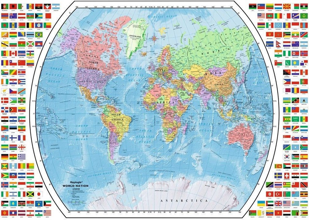 Ravensburger Wereldkaart Puzzel met politieke indeling, 1000 stukjes
