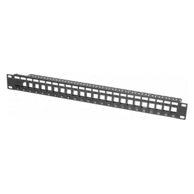 Dexlan Modulträger für 48 Keystone-Anschlussbuchsen, 48,30cm (19"), schwarz RAL 9005 Zum Aufbau eines Patch (258152)
