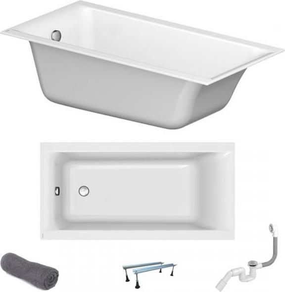 Cersanit | Badewanne - Larga Slim Badewanne - 160x75 Cm - Mit Syphon - Rechteckig - Acrylwanne - Weiß