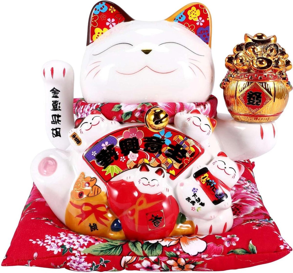 Maneki Keramisch Ornament - Zwaaiende Gelukskat Decoratie voor op Tafel