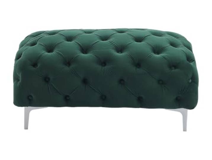 Vente-unique - Sitzhocker 1 Person Edwina Samt Grün Romantisch Stil Grün Samt, Stoff
