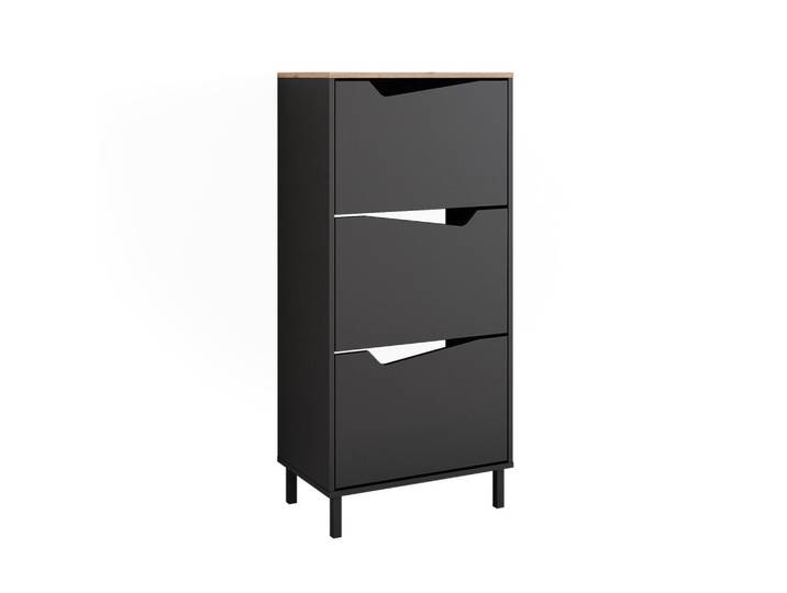 Vicco Schuhkipper Marelle Anthrazit/Artisan 60 x 129.5 cm mit 3 Fächern, Anthrazit, Eiche Artisan, Rechteckig, 60x129.5x38 cm, Garderobe, Schuhaufbewahrung, Schuhkipper