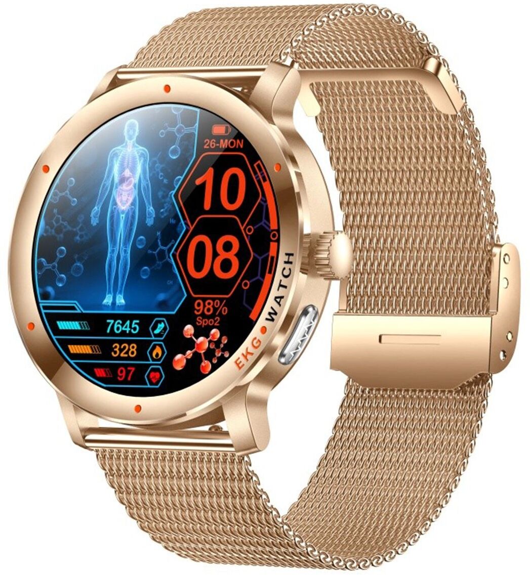 INF 1.32 inch AMOLED Smartwatch – IPX8 wasserdicht, 24h Gesundheits- & Zyklustracking, Bluetooth 5.3, magnetisches Laden,