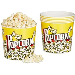 Relaxdays 24 x Popcorn Eimer wiederverwendbar Weiß,Gelb,Rot