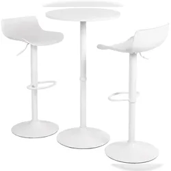CLP Bartisch Set Fernie mit zwei Barhockern Kunststoff HBT: 108x146x60 cm weiß