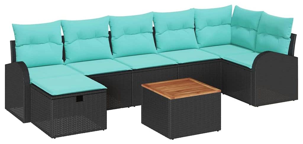 Gartenmöbel-Set, 8 Teile, Schwarz, Rattanoptik