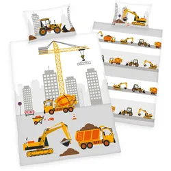BabyBest Kinderbettwäsche Baustelle 40x60cm, 100x135cm - mehrfarbig - 40x60/100x135cm