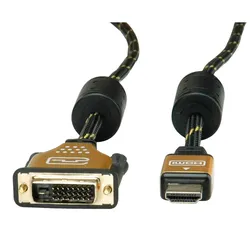 Roline Gold Videokabel (5 m), Videokabel, Schwarz, Gold