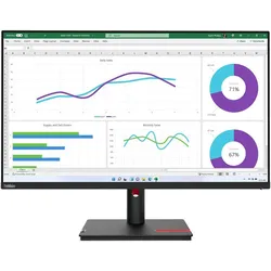 Lenovo ThinkVision T32h-30 (2560 x 1440 Pixel, 31.50"), Monitor, Schwarz