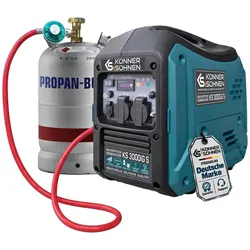 Könner & Söhnen, Stromgenerator, 3000iG S Generator – 3,3 kW Wechselrichterleistung – Benzin/Flüssiggas – 68 dB – 22,5 kg (3300 W)