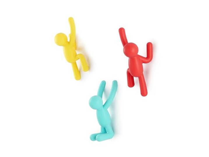 Umbra Buddy Wandhaken, Set van 3, Rood/Blauw/Zwart