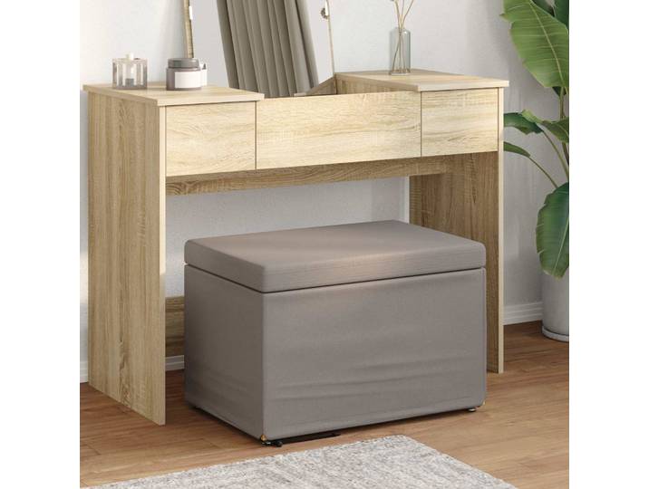 vidaXL Hocker Taupe 61 x 41 x 40 cm Stoff und Pressholz