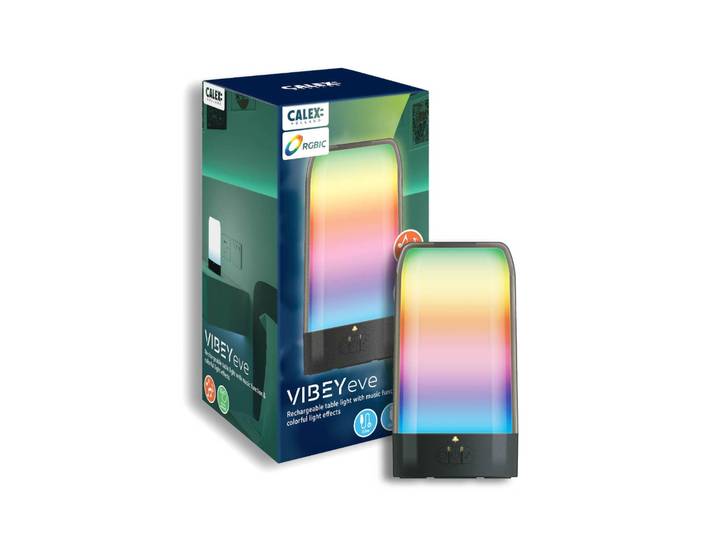 Calex LED Tischlampe Vibey, schwarz, Kunststoff, Modern, LED Tischlampe