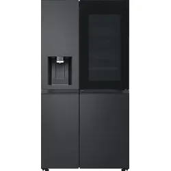 LG GSXE90EVDD mit Craft Ice, InstaView Door-in-Door® Side-by-Side (628 l, D, 1790 mm hoch, Essence Matte Black)
