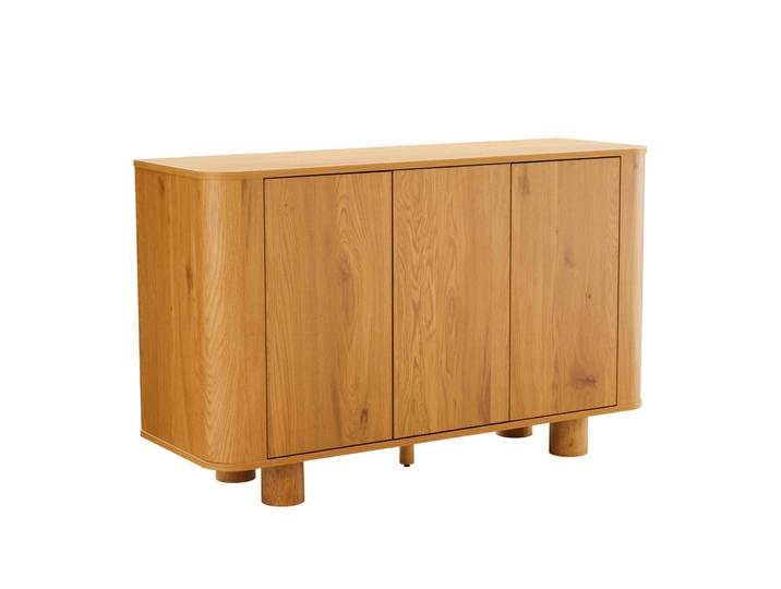 Sideboard in Holzoptik, 3 Türen, 120 cm, skandinavischer Stil