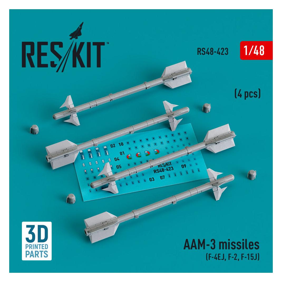 ResKit AAM-3 missiles (4 pcs) (F-4EJ, F-2, F-15J) (3D Printed) (RS48-0423)