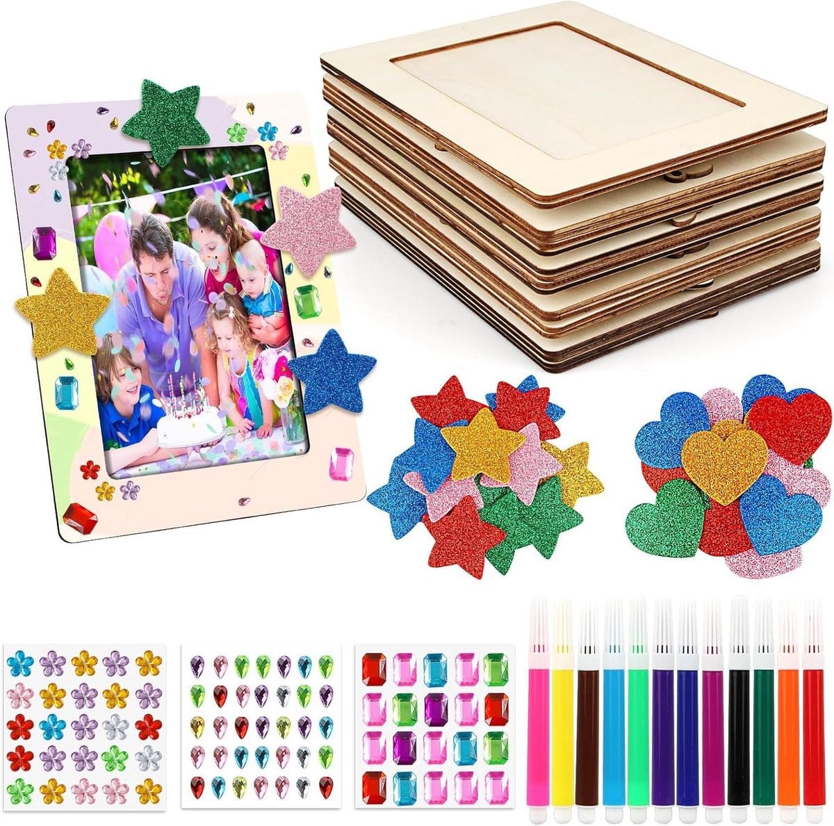 Set van 10 houten fotolijsten voor creatieve decoratie voor kinderen