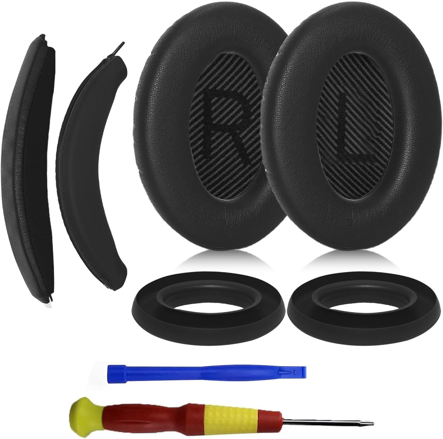 Aiivioll Vervangende Kit voor Bose QuietComfort 35 QC35II - Siliconen Oorkussens en Hoofdband Covers - Zwart