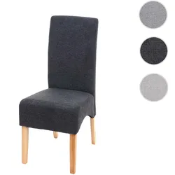 Einzelst�ck | Esszimmerstuhl Latina, Küchenstuhl Stuhl, Stoff/Textil MVG-zertifiziert ~ dunkelgrau, helle Beine