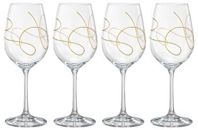 Majestic Gifts Inc. European Wine Glasses-Gold String Design S/4-16oz