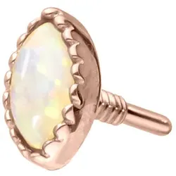 14 Karat Gold Schraubaufsatz mit Außengewinde OVALER SYNTHETISCHER OPAL