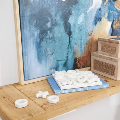 ARCILLA ELEMENTAL White Marble Tic Tac Toe Game Set