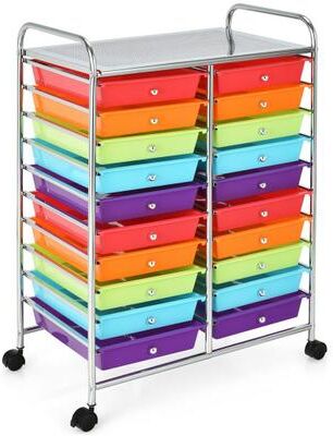 Costway Multipurpose 20 Drawers Storage Rolling Cart Studio Organizer-Multicolor