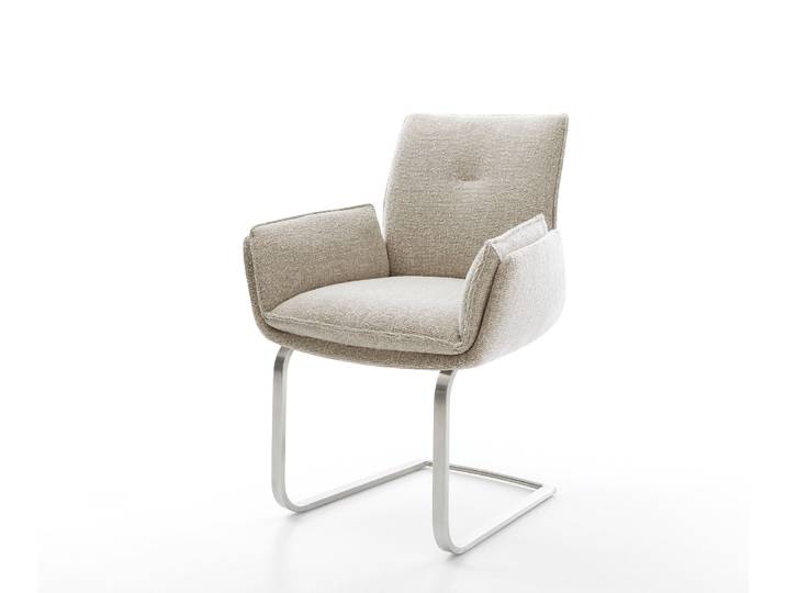 Freischwinger Nela-Flex Webstoff Soft Beige Freischwinger flach Edelstahl, Esszimmerstühle