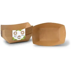 BIOZOYG 1000 Stück Einwegschalen 200ml Pappschalen Fingerfood, ungebleichter Kraftkarton, für Pommes, Snacks und Currywurst, biologisch abbaubar