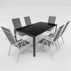 Lex 7-tlg. Gartenmöbel Set Tisch Stuhl Glasplatte Alu Klappsessel 7-fach verstellbar