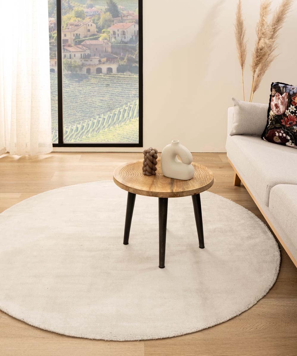 Paon Brillant Viscose Vloerkleed Rond - Glamour Wit