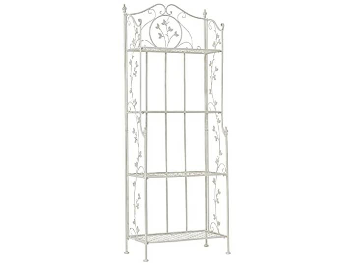CLP Etagère en Fer Forgé Arona Stable Et Robuste I Etagère De Rangement Pliable I Rangement pour Plantes Epices Décoration Hauteur 158 cm\, Couleur:Blanc Antique