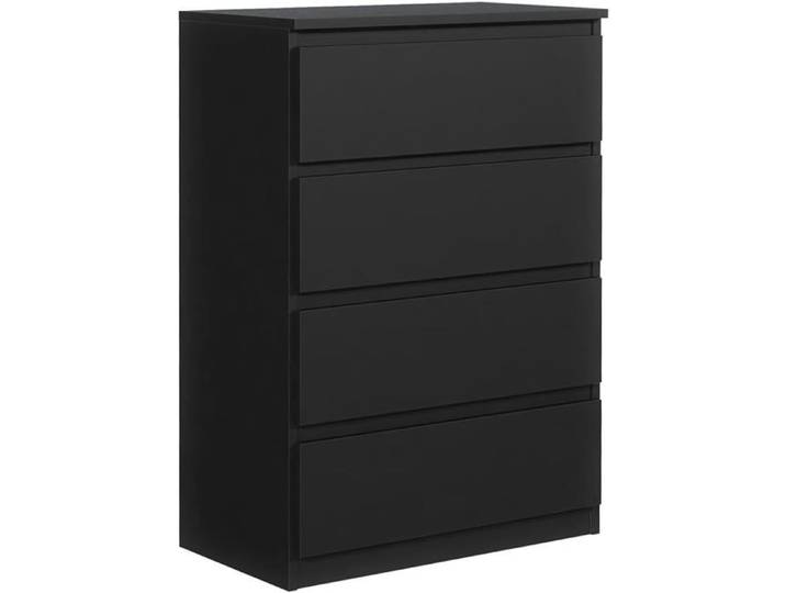 Commode à 4 tiroirs Noir pour Salon Chambre et Bureau