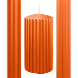 Wiedemann Kerzen Rillen Kerzen Aprikose 150 x Ø 80 mm, 4 Stück