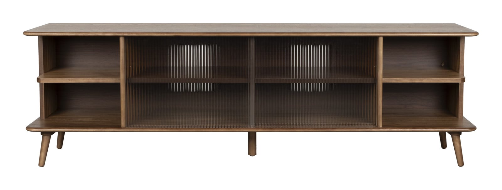 Zuiver TV-meubel Rise Walnootlook en glas, Bruin, Breedte: 180 cm